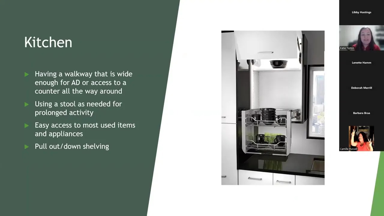 Slide titled kitchen with black and white kitchen photo and safety tips text